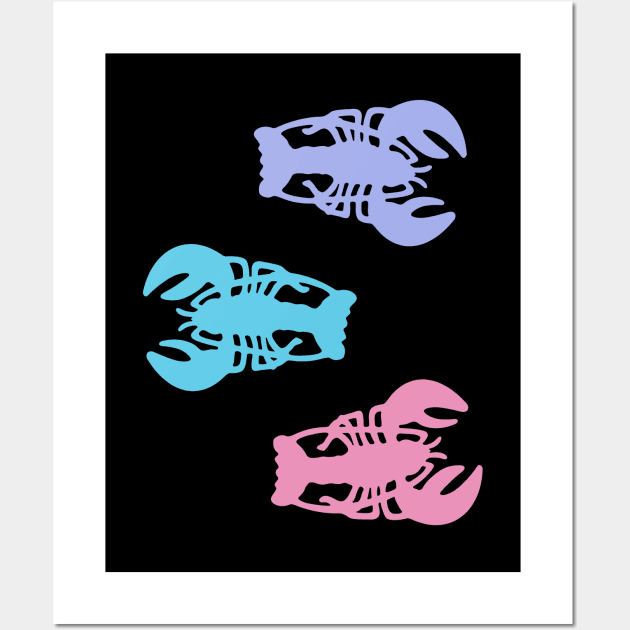 Pastel Lobsters Silhouettes Wall Art by XOOXOO